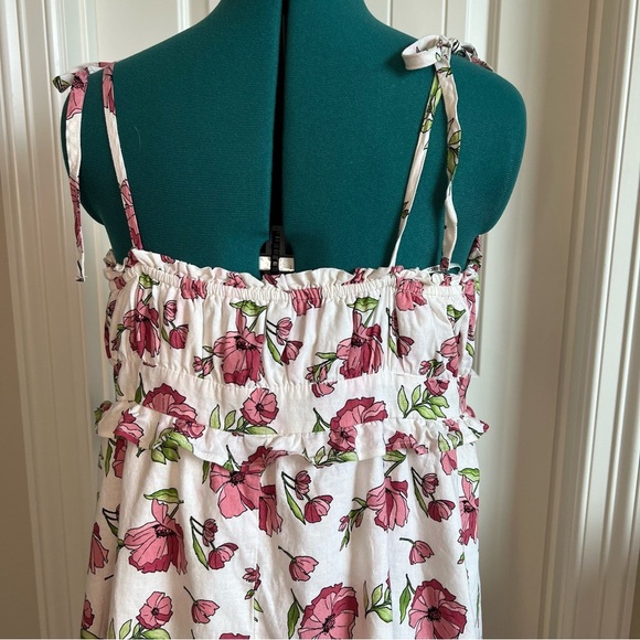 2/$30 Forever 21 Linen Pink and Cream Spaghetti Strap Mini Sundress - Picture 8 of 14